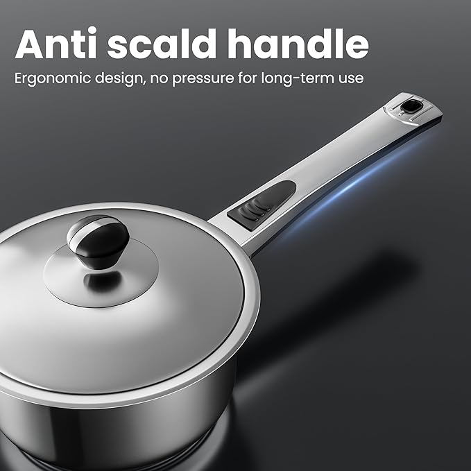 Stainless Steel Cookware Set, 12-Piece Nonstick Stainless Steel Pan Set, D5-Ply Base for Even Heating, Dishwasher Safe, Vented Glass Lids, Heavy-Duty, Especially for Home & Beginner Cooking