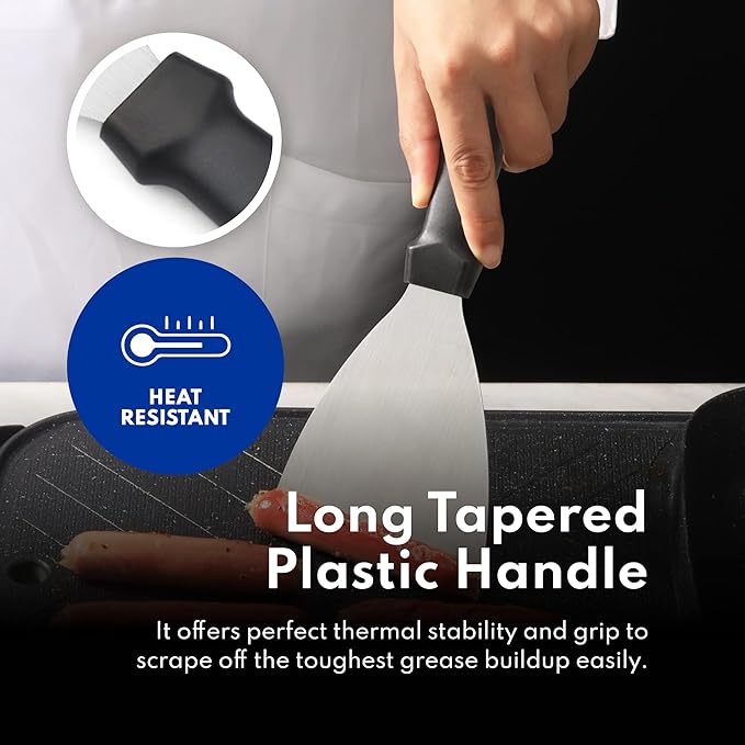 New Star Foodservice 38323 Plastic Handle Slant Edge Grill Scrapers, 4 by 8.5-Inch, Black