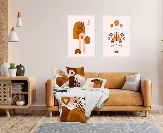 Jartinle Burnt Orange Abstract Throw Pillow Covers 20x20 Set of 4 Boho Geometric Pillow Covers Accent Minimalist for Couch Outdoor Decor