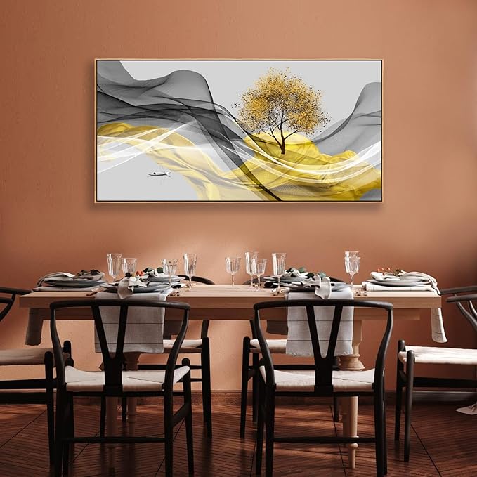Tucai Decor Framed Wall Art Canvas Modern Light Luxury Abstract Ink Landscape Wall Art Canvas Framed for Living Room Decoration, Bedroom, Home and Office Wall Decor 20x40inch (Framed)
