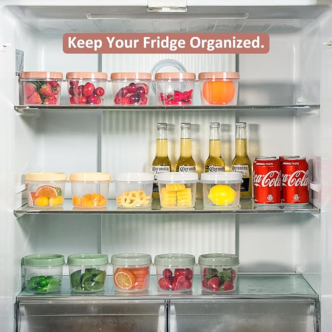 Screw Top Containers for Food 16 Oz, 30 Pack, 2 Cup Storage Containers with Lid, Reusable Twist Top Containers Twist Lock Stackable Round Twist Cap Plastic Freezer Container for Soup, 5-Color