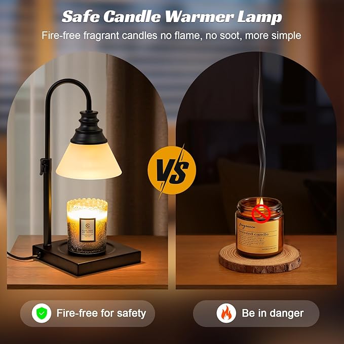 TantaScent Electric Candle Warmer Lamp in Vintage Birdcage Design with Timer – Scented Jar Candle Melter for Home Decor, Housewarming, Birthday, and Christmas (Includes 2 Bulbs) (Frosted White)