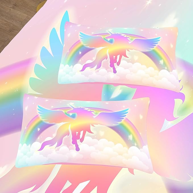 Tailor Shop Unicorn Girls Comforter Sets Twin Size,Unicorn Pink Bedding Sets for Girls Kids Teens with 1 Pillowcase……