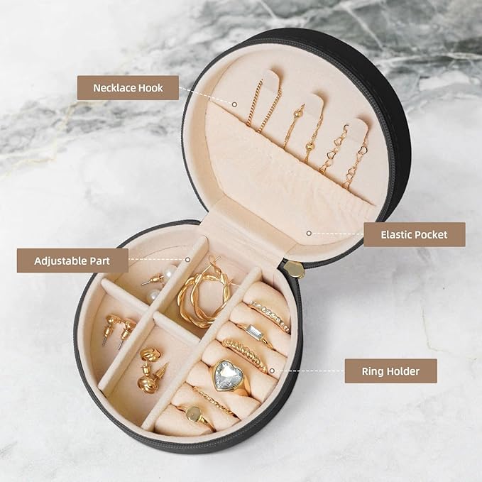 Personalized Jewelry Box Gifts for Women - Custom Jewelry Organizer with Image Text Logo - Customized Travel Leather Jewelry Case for Mom Wife Wedding Girls