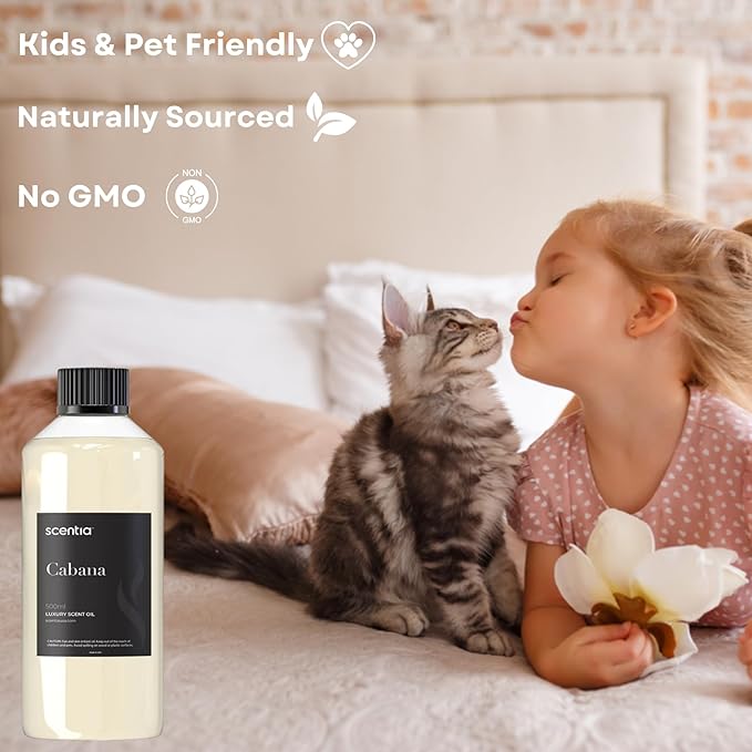 Hotel Diffuser Oil Inspired by The Ritz Carlton Hotel Scent - 500 ml 16.9 fl oz - Fragrance Oil Blend Jasmine, Bergamot & Fresh Marine Notes for Aromatherapy Diffusers and Humidifiers - Cabana