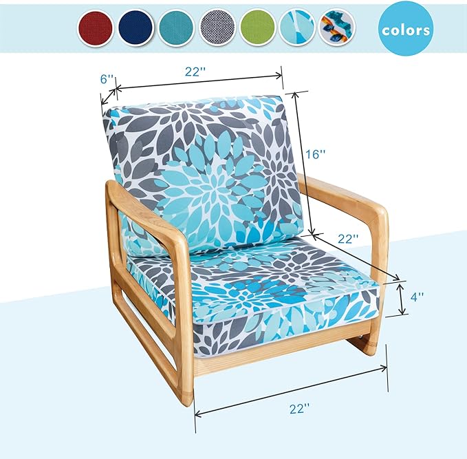 JMGBird Outdoor Chair Cushion Tufted Pillow, Deep Seat Chair Cushion Set 22"x22" Outdoor Cushions for Patio Furniture