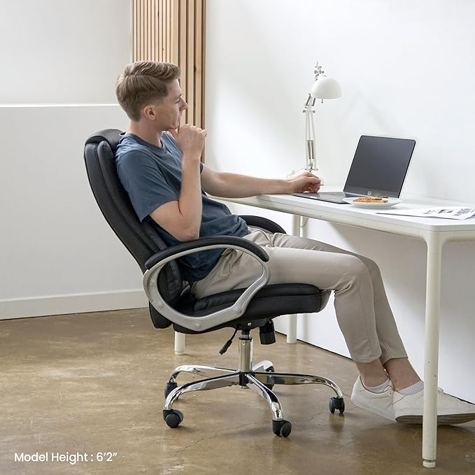 NEO CHAIR Office Desk Ergonomic Gaming Chair High Back Adjustable Computer Chair with Wheels and Lumbar Support Comfy Leather Executive Swivel (Jet Black)