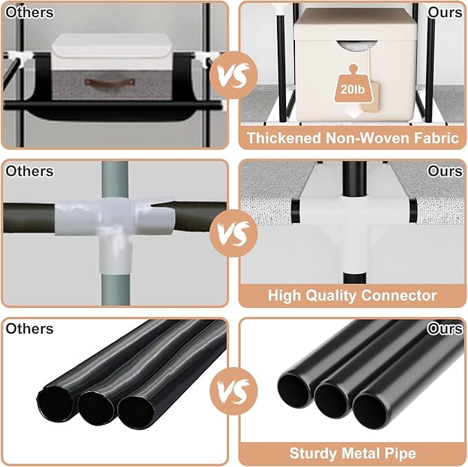 Portable Closet for Hanging Clothes, 67 Inch Wide Portable Wardrobe Closet with Cover, 4 Hanging Rod, Storage Shelves and Side Pockets, Large Free Standing Closet for Bedroom, White