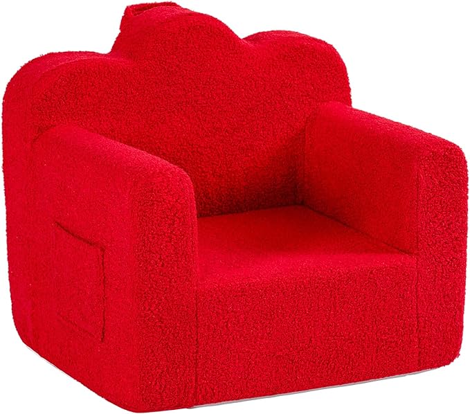 Tiita Kids Couch Plush Toddler Chair, Cloud-Like Glow in The Dark Kids Sofa Toddler Reading Chair with Washable Cover Carrying Handle, Convertible Children Sofa Chair for Girls and Boys