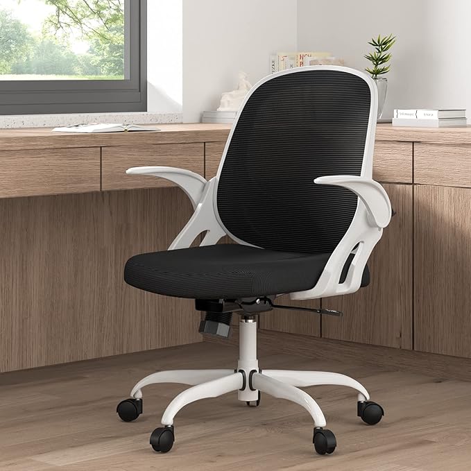 Home Office Chair Work Desk Chair Comfort Ergonomic Swivel Computer Chair, Breathable Mesh Desk Chair, Lumbar Support Task Chair with Wheels and Flip-up Arms and Adjustable Height