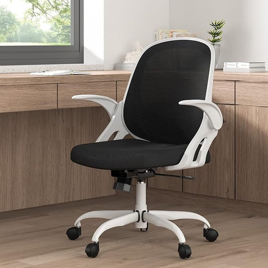 Home Office Chair Work Desk Chair Comfort Ergonomic Swivel Computer Chair, Breathable Mesh Desk Chair, Lumbar Support Task Chair with Wheels and Flip-up Arms and Adjustable Height