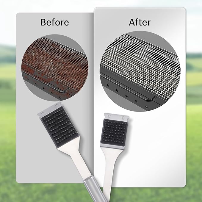 2 Pack Grill Brush and Scraper, 16.5” & 14” Wire BBQ Grill Brush for Outdoor Grill, 304 Stainless Steel Cleaning Brush BBQ Grill Accessories, Safe Grill Cleaner Brush-Ideal Gift for Men/Dad BBQ Brush