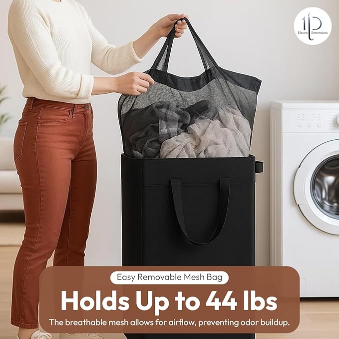 75L Rolling Laundry Basket with Wheels – Large Black Clothes Hamper with Removable Washable Mesh Bag, 600D Oxford Fabric,Lockable Wheels & Standing Rods for Upright Stability in Bedroom & Laundry Room