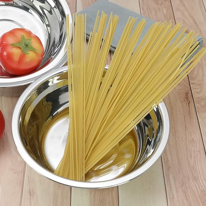 6 Packd Salad Mixing Bowls, Stainless Steel Serving Bowl for Cooking Baking