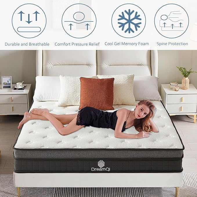 Twin Mattress,Twin Size Mattresses,Gel Memory Foam and Pocket Spring 8 Inch Hybrid Twin Mattress for Kids,Medium Firm,Breathable Comfort Soft Twin Bed Mattress in a Box,Pressure Relief