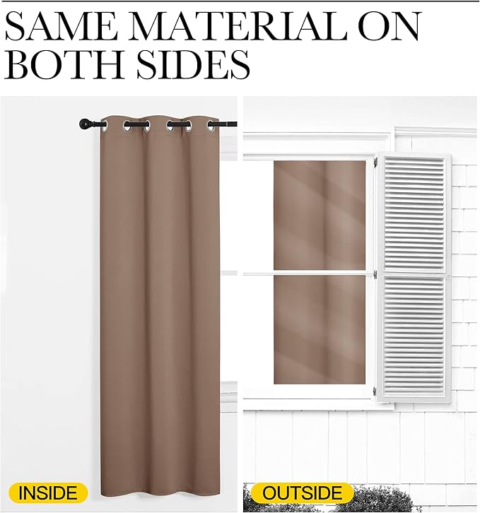 NICETOWN Short Window Treatment Thermal Insulated Solid Grommet Blackout Curtains/Drapes for Bedroom Samll Window (Set of 2, 42 by 68 Inch, Cappuccino)