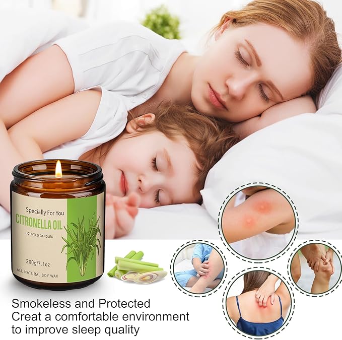 6 Pack Citronella Candles Outdoor, 42.6 Oz 300 Hours Burn Scented Citronella Candles, Citronellas Candle Set with Fresh Citronellas Oil and Natural Soy Wax for Camping, Garden, Patio, Yard, Balcony