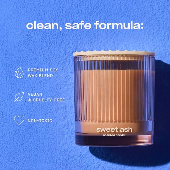 Sweet Ash Scented Candle by Snif, Low-Key Sweet and Earthy Scent, 50+ Hours, 100% Cotton Fiber Wicks, Soy Wax Blend, Non-Toxic, Vegan, 8.5 oz