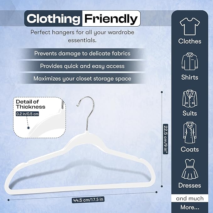 DEILSY™ White Hangers 50 Pack - Thin Slim Space Saving, Plastic Hangers, Non Velvet Plastic Hanger for Closet Organization Hanger for Clothes Adult
