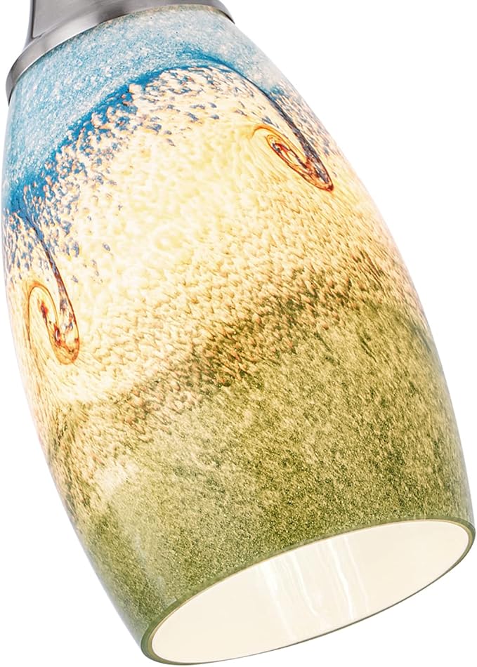 3pack Mini Pendant Lights Kitchen Island Hand Blown Art Glass Hanging Ceiling Pendant Light Over Kitchen Sink Glass Pendant Light Shade for Coffee Bar,Dining Room,Stairs Multi Color