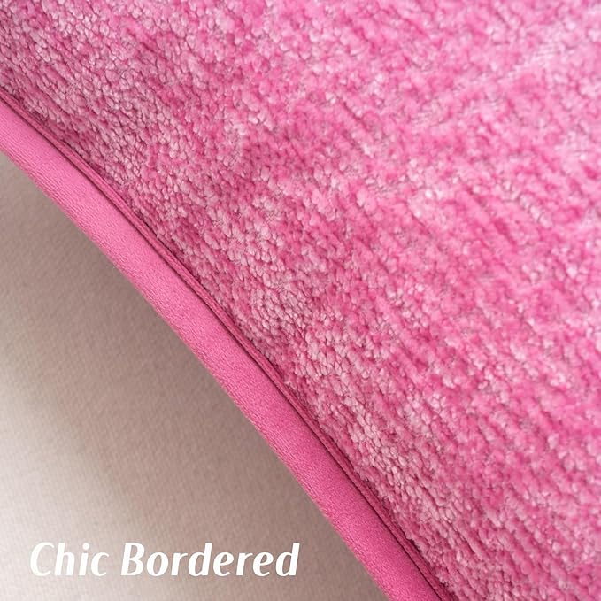 FUTEI Hot Pink Chenille Throw Pillow Covers 22x22 Inch Set of 2,Soft Cozy Bound Edge Design Cushion Case,Home Decor for Couch Bed Living Room