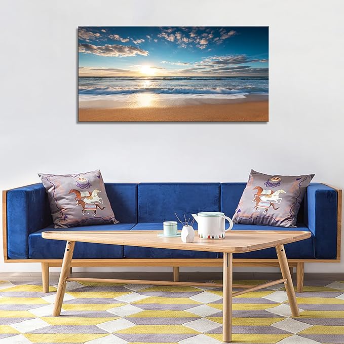 YYYYHPP YP1962 Beach Sunrise Over The Tropical Sea Pictures Print on Canvas Wall Art for Home Decor, Stretched and Framed, Easy to Hang