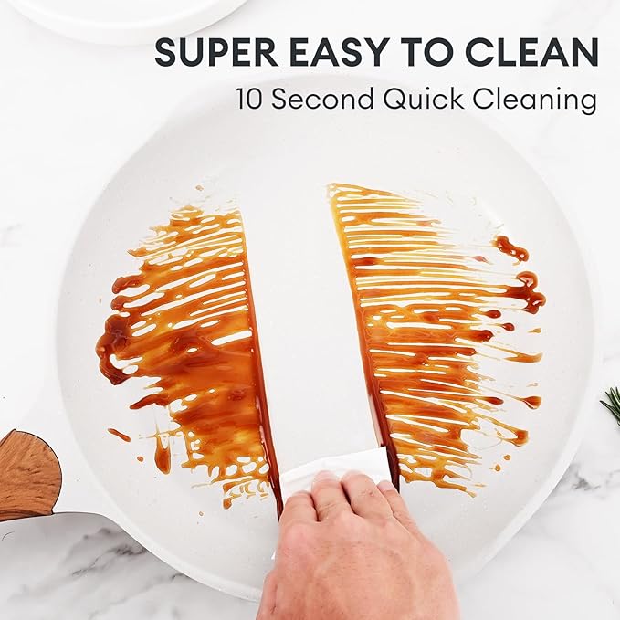 JEETEE 23pcs Pots and Pans Set Non Stick, White Cookware Sets for Kitchen, w/Frying Pans, Saucepans, Sauté & Griddle & Crepe Pan, Induction Cooking Pots (PFOA/PFAS/PFOS Free)