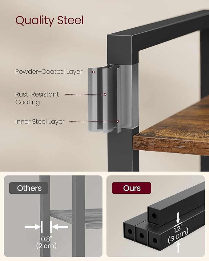VASAGLE 6-Tier Bookshelf, Bookcase with Steel Frame, Book Shelf for Living Room, Home Office, Study, 11.8 x 26 x 73.2 Inches, Industrial Style, Rustic Brown and Ink Black ULLS062B01