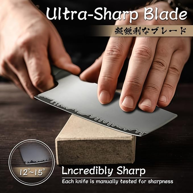 Purple Dragon Nakiri Knife, 7 Inch Meat Cleaver, German Vg10 Steel Japanese Kitchen Knife for Meat Cutting Chopping Dicing Vegetables, Ergonomic Wooden Handle, Gift Box