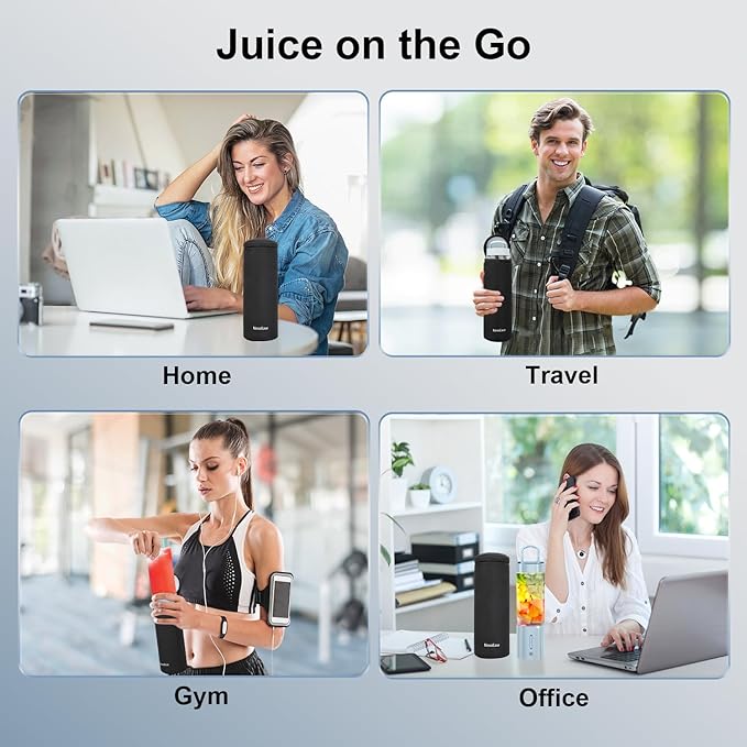 Portable Personal Blender for Juice, Shakes and Smoothies with Insulated Sleeve - 16 Oz Mini Blender Cup with 6 Blades, USB Rechargeable, BPA Free - Small Blender for Kitchen, Travel, Office, Gym