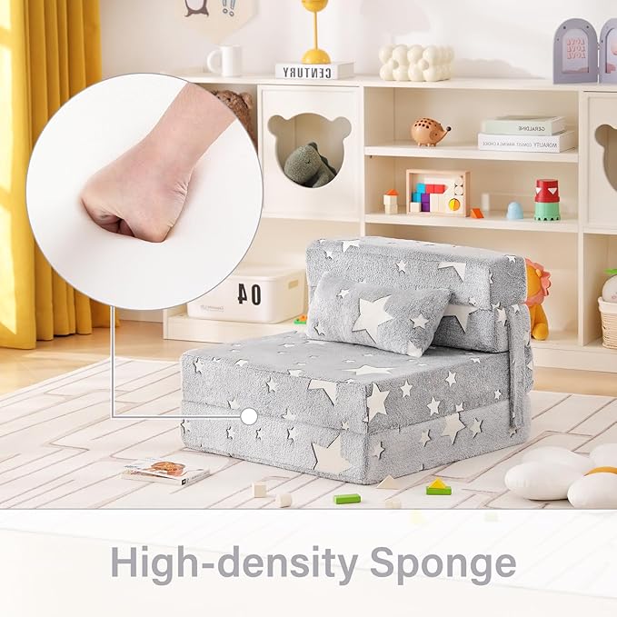 Folding Sofa Bed Floor Mattress for Kids with Pillow, Toddler Folding Floor Nap Mat for Sleeping, Child Fold Up Sofa Futon Folding Floor Lounger Chair Bed with Storage Bag