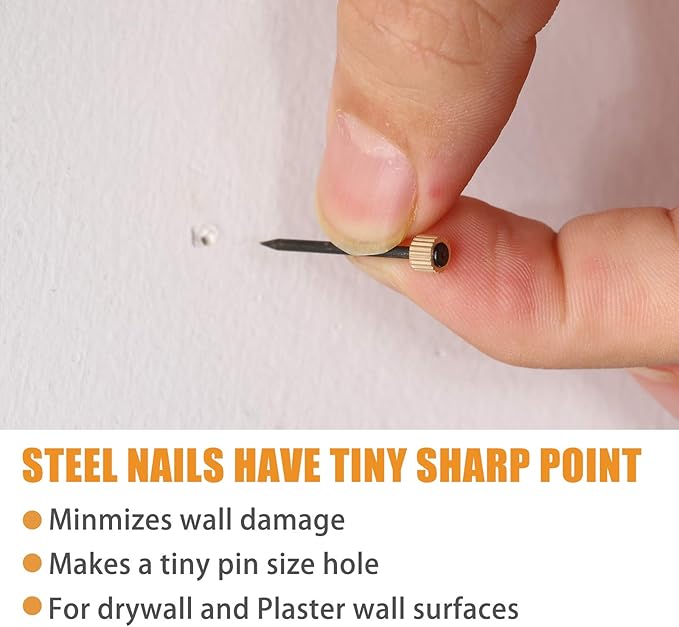 Jetec Plaster Picture Hangers Hooks Picture Gold Hanging Kit with Nails for Plaster Wall Wooden Wall Drywall Mounting(50 Pieces,20 lbs)