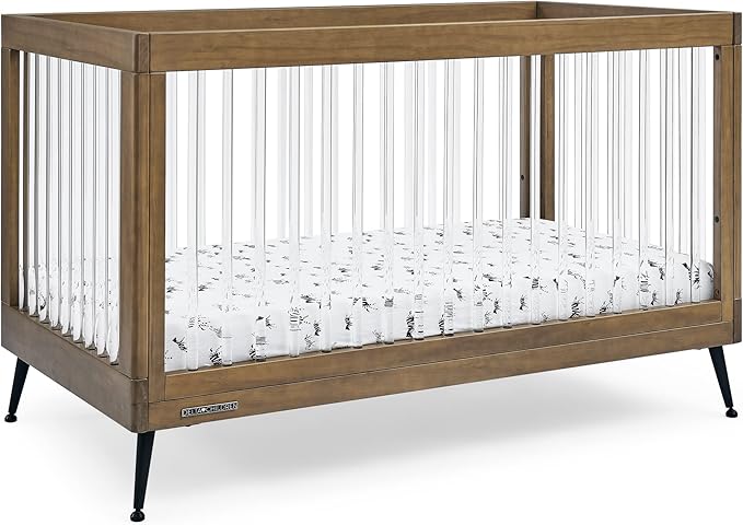 Delta Children Sloane 4-in-1 Acrylic Convertible Crib - Greenguard Gold Certified, Acorn/Matte Black