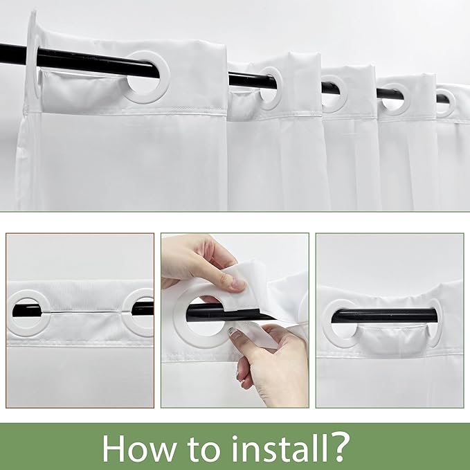 Glawry No Hook Shower Curtain with Snap in Liner, Boho Green Modern Mid Century Tropical Palm Leaf Abstract See Through Mesh Top Window Curtains 70Wx72L Inches Bath Accessories Art Home Decor Fabric