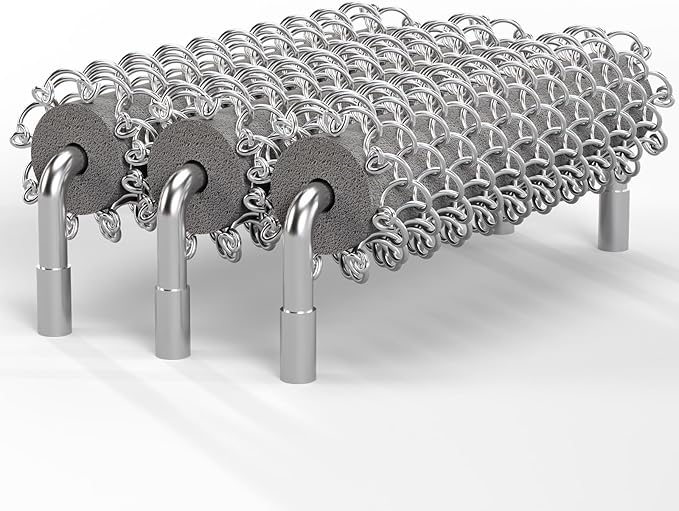 Replacement Brush Head for Bristle Free Grill Brush–304 Stainless Steel Mesh+Safe Silicone Sponge Spinning Design Full-Angle Clean, Sturdy/Heat Resistant, Compatible with HOUSE AGAIN Grill Clean-3pcs