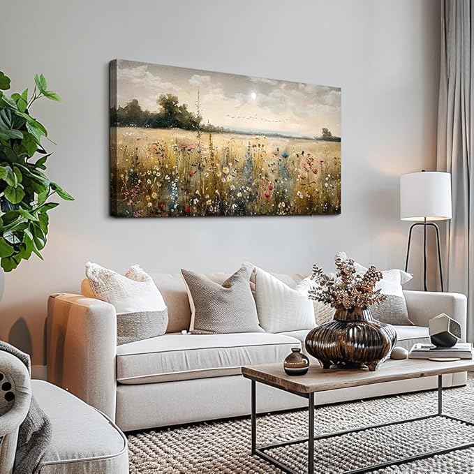 Wapluam Framed Wall Decor For Living Room Canvas Prints Wall Art Bedroom Office Decoration Vintage Abstract Painting Rural Natural Landscape Artwork Pictures Ready To Hang Farmhouse Large Home Decor