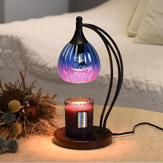 Candle Warmer Lamp with Timer Dimmer - Electric Candle Warmer Light Wax Warmer for Jar Candles - Candle Lamp Warmer Unique Gifts for Women Mom House Warming Gifts New Home Decor Blue Purple Gradient