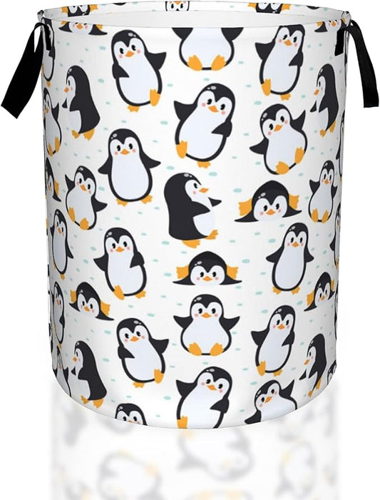 Laundry Hamper, Cute Penguins Laundry Basket,Waterproof Foldable Storage Bin for Bedroom,Clothes Organizer Basket,Toys Box 16x20 Inch