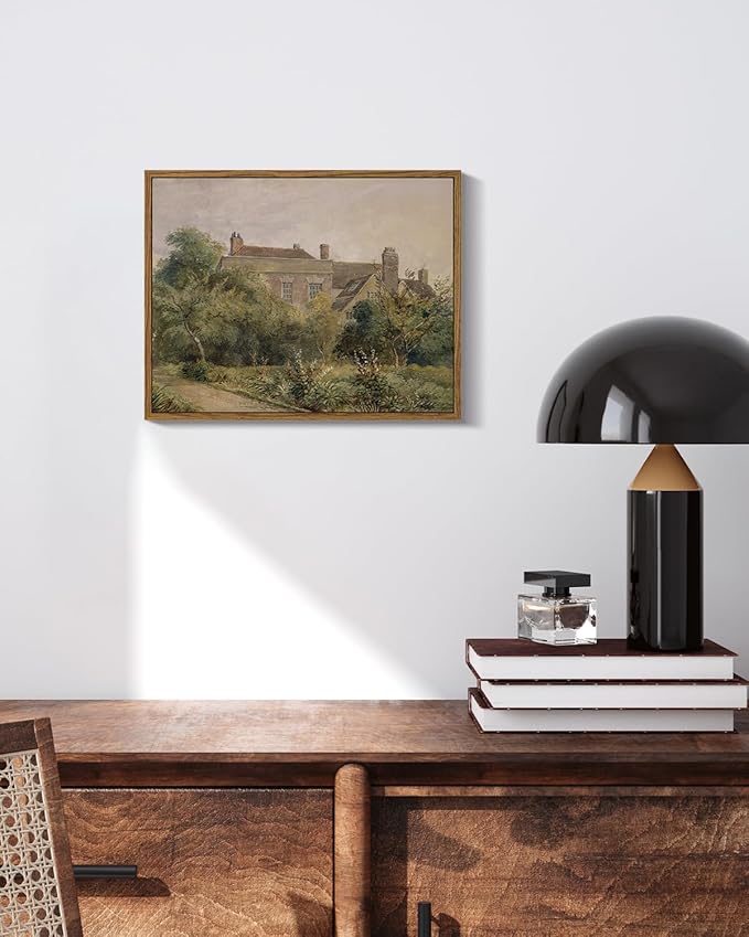 InSimSea Framed Canvas Wall Art Vintage Decor, Home Decor Classical Scenery Watercolor Painting Canvas Prints Wall Decorations for Living Room Home Farmhouse Bathroom Decor, 11"x14"