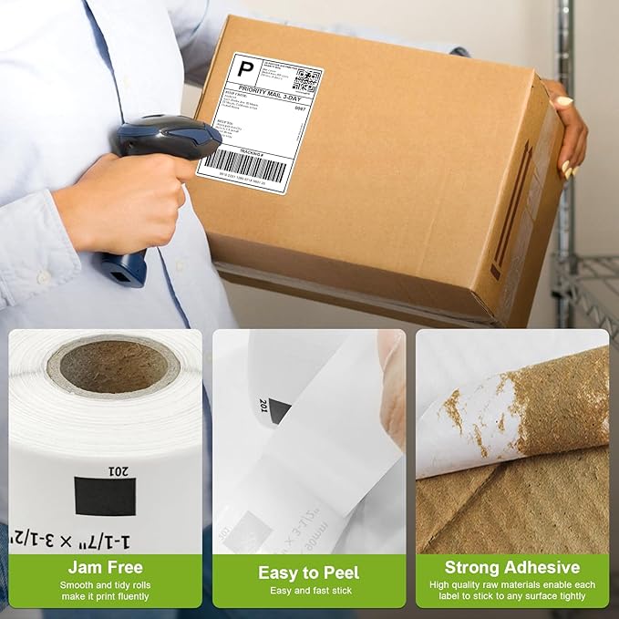 Compatible Standard Address Labels Replacement for Brother DK-1201 (1.1" X 3.5”), Use with Brother QL Label Printers (12 Rolls + 1 Reusable Cartridge, 400 Labels/Roll)