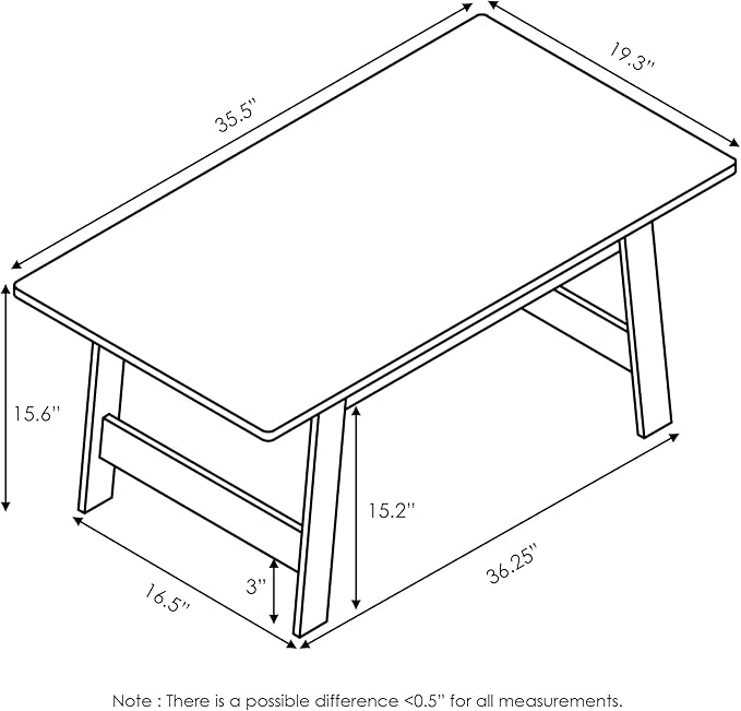 Furinno Beginning Coffee Table, French Oak Grey , 19.45D x 35.59W x 15.63H in