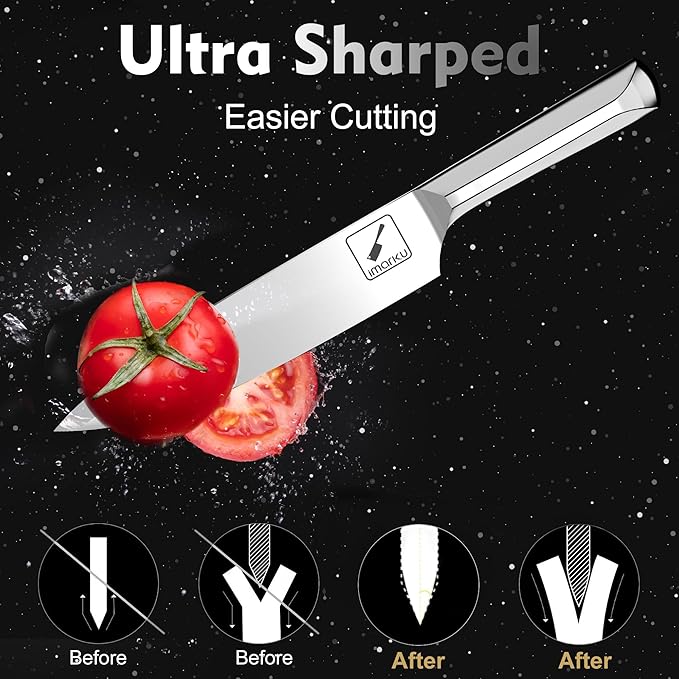 imarku 15 PCS Kitchen Knife Set with Diamond-Shaped Handles Premium German High-Carbon Stainless Steel Chef Knife Set Dishwasher-Safe Kitchen Knives with Block Father's Day Gifts