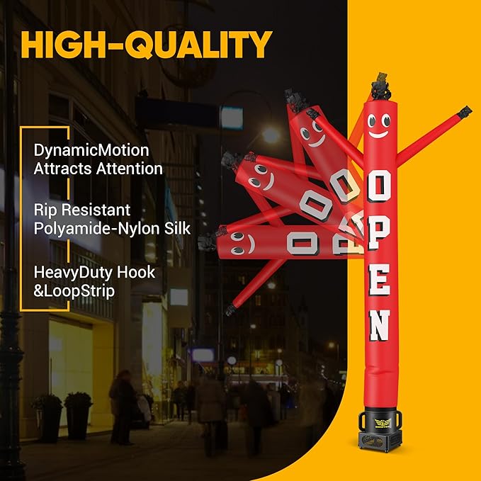 7FT Air Inflatable Waving Tube Man Set with Blower & Wheel, Air Puppet Dance Artist for Mall Opening, Amusement Park, Outdoor Decoration，New Open