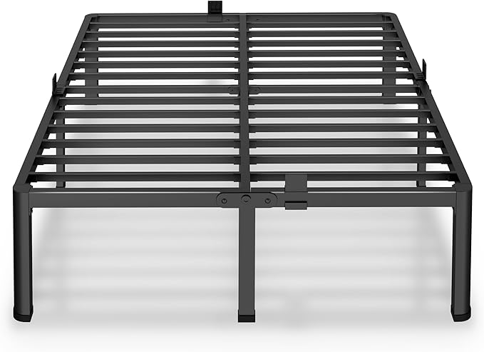 MAF 18 Inch King Size Bed Frame with Round Corner Legs Mattress Slide Stopper No Box Spring Needed Heavy Duty Metal Platform Bed Frames, 3000 LBS Steel Slats Support