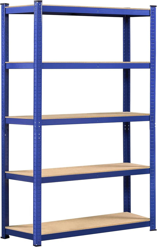 Yaheetech Standing Shelf Units, 5 Tier Storage Shelf, Heavy Duty Shelving, Adjustable Garage Shelves, Utility Rack Shelf Unit, Basement Warehouse Shed, 35.5″W× 12″D × 71″H - Blue