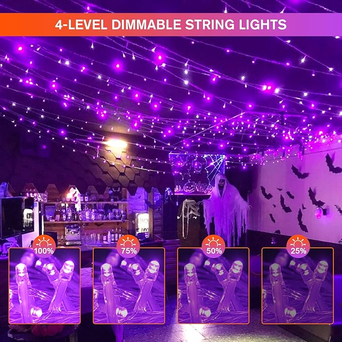 JMEXSUSS 500LED Orange Purple String Lights