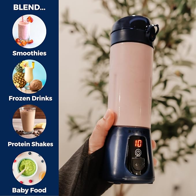 BLENDi Pro+ Portable Blender (17.5oz, Navy Blue) – Powerful 120W Motor, USB-C Rechargeable, Cordless Personal Blender Smoothies & Shakes – BPA-Free, Self-Cleaning, Travel-Friendly