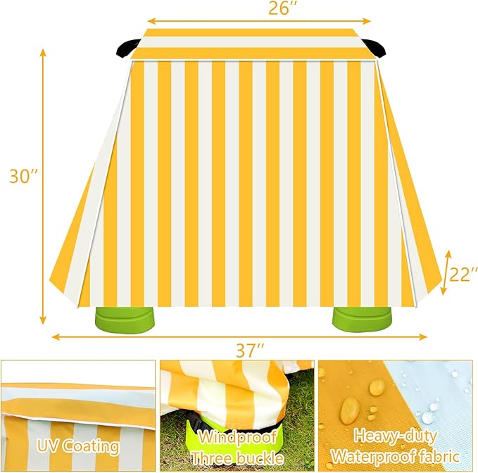 Kovshuiwe Kids Water Table Cover Fit Step2 Rain Showers Splash Pond Water Table, 420D Waterproof Dust Proof Anti-UV Outdoor Toys Cover,Yellow&White