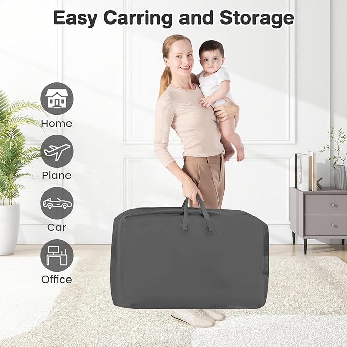 INFANS 3 in 1 Baby Bassinet, Bedside Sleeper with Comfy Mattress, Wheels, 6 Height Adjustable, Storage Basket, Travel Bag, Portable All Mesh Crib for Newborn Infant (Dark Grey)