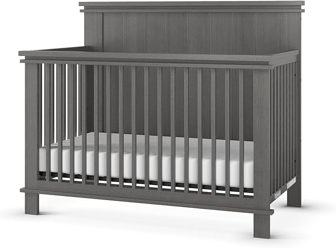 Child Craft Denman 4-in-1 Convertible Crib, Baby Crib Converts to Day Bed, Toddler Bed and Full Size Bed, 3 Adjustable Mattress Positions, Non-Toxic, Baby Safe Finish (Midnight Gray)